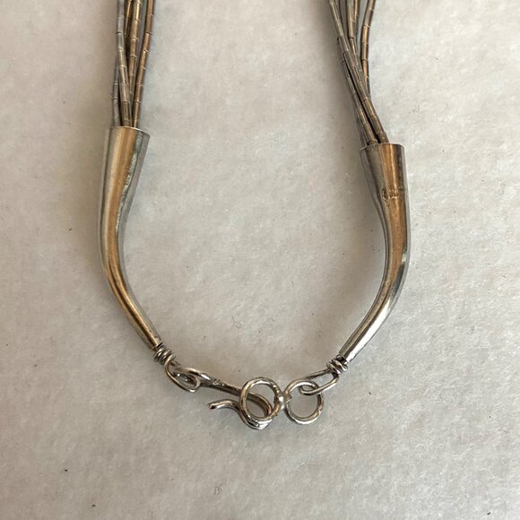 VTG Liquid Sterling Silver 925 Southwest Woven Beaded Heishi Turquoise Necklace - Picture 6 of 16